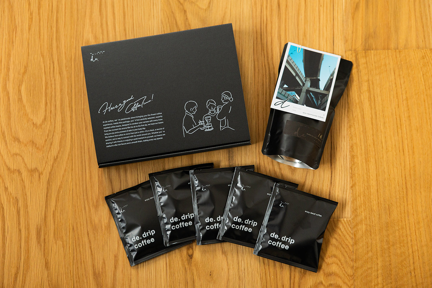 デカフェコーヒー豆【d.】（深煎り）×1個＋ディップバッグ5個 GIFTセット